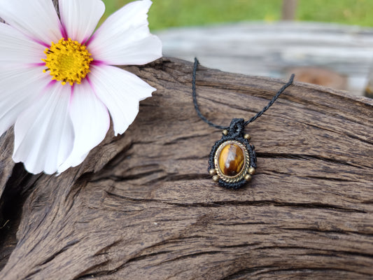 Collier oeil d'Orion - Oeil de tigre- Noir