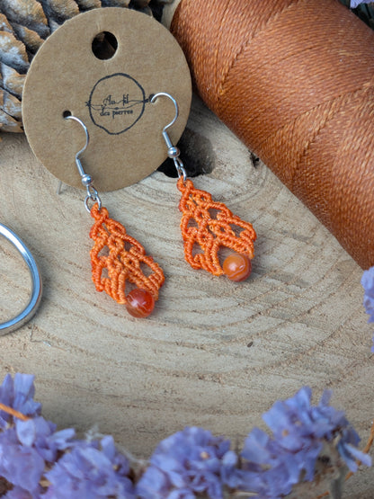 Boucles d'oreilles - cornaline - orange