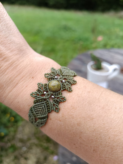 Bracelet printanier - Unakite - kaki