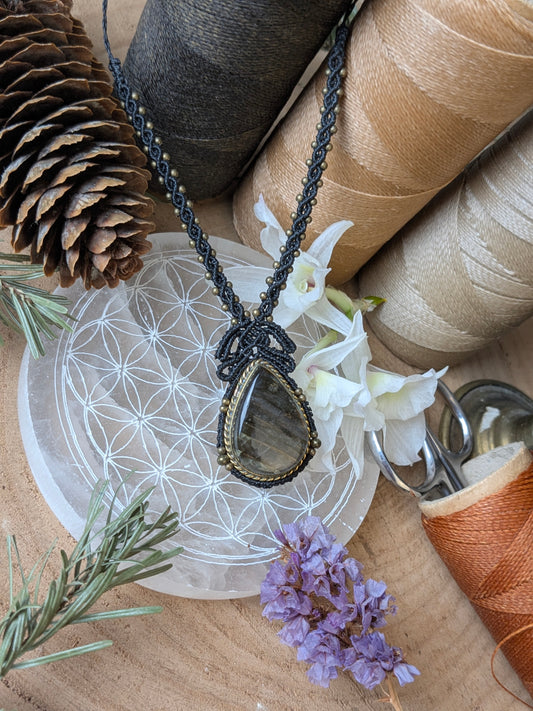 Collier opéra - Labradorite - Noir