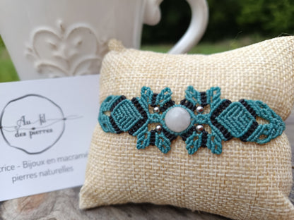 Bracelet printanier - quartz rose - Bleu
