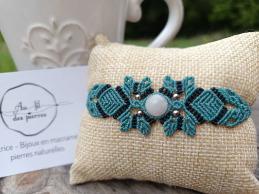 Bracelet printanier - quartz rose - Bleu