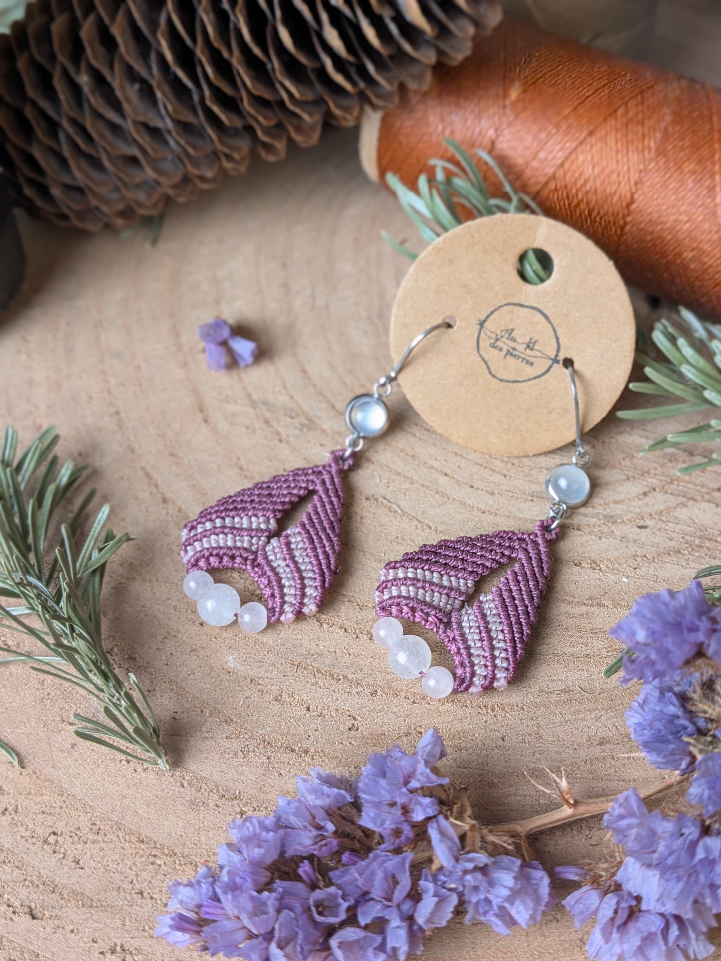 Earrings - Rose Quartz - Purple