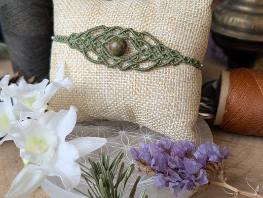 Bracelet " Genysa" - Unakite - Kaki