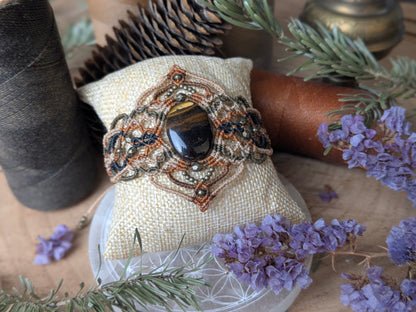 Bracelet manchette - Oeil de tigre - Tricolore