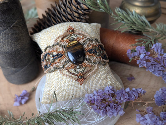 Bracelet manchette - Oeil de tigre - Tricolore