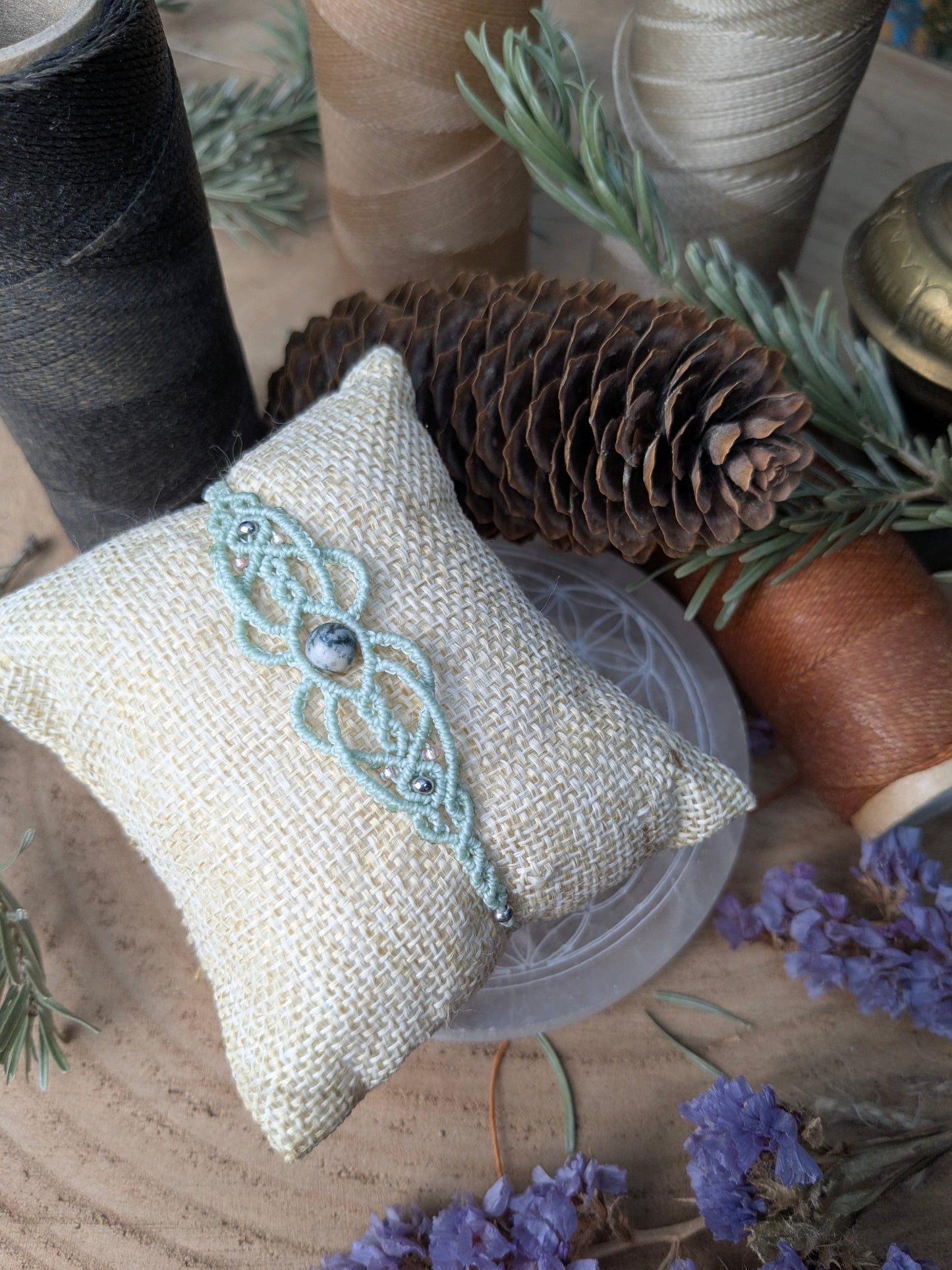 Bracelet " Néphile " - Agate arbre - Lichen