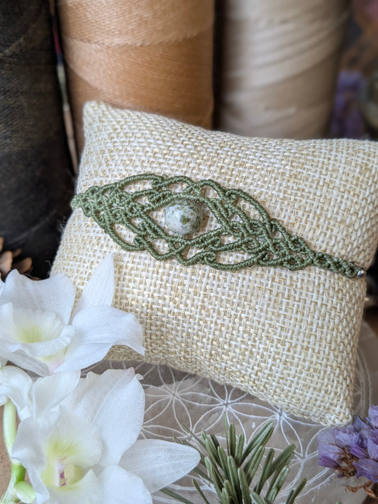 Bracelet " Genysa" - Agate arbre - Kaki