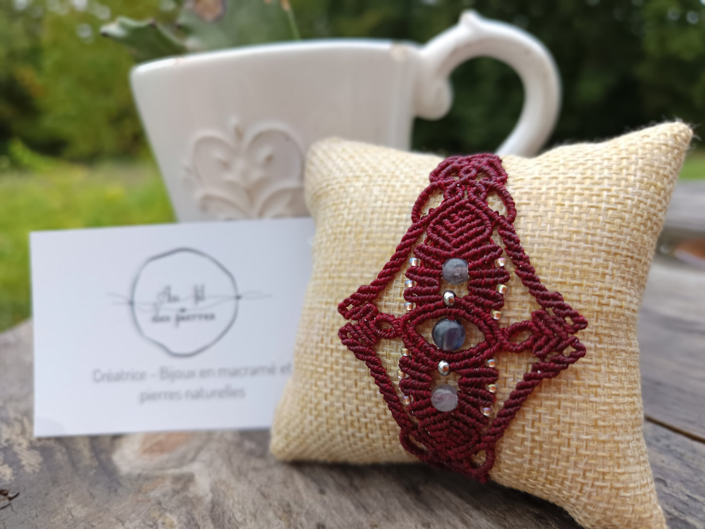 Bracelet "Orion" - Labradorite - rouge bordeaux