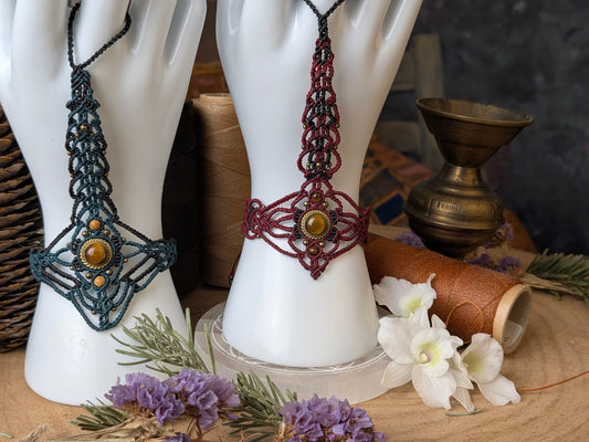 Bijou de main - œil de tigre - Vert foncé / Noir