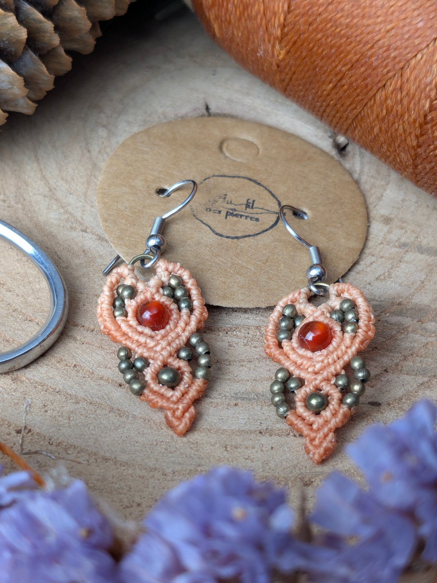 Boucles d'oreilles - cornaline - saumon