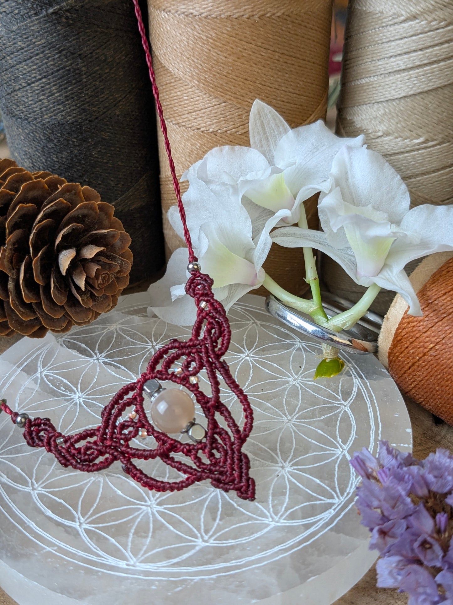 Collier "Monarque" - pierre de lune - rouge