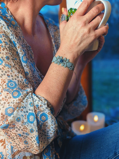 Bracelet printanier - Agate arbre- lichen