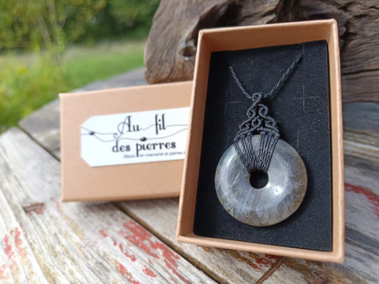 Collier donut - Labradorite - Noir