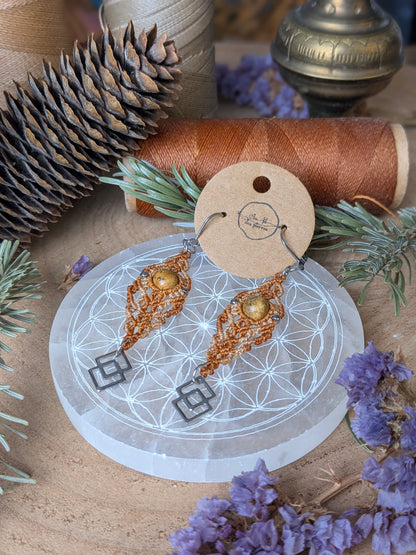 Boucles d'oreilles - Jaspe paysage - Ocre