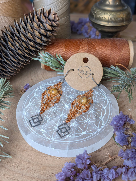 Boucles d'oreilles - Jaspe paysage - Ocre