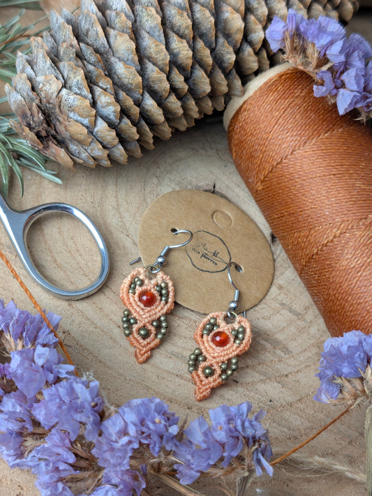 Boucles d'oreilles - cornaline - saumon