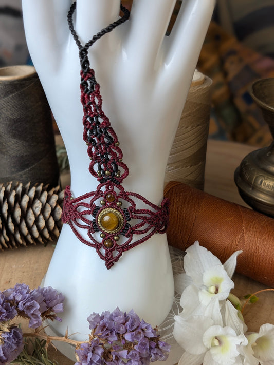 Bijou de main - œil de tigre - Rouge / Noir