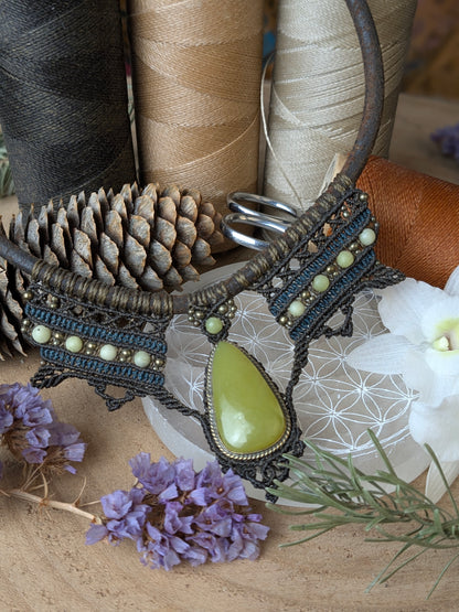 Leather Torque - Green Opal