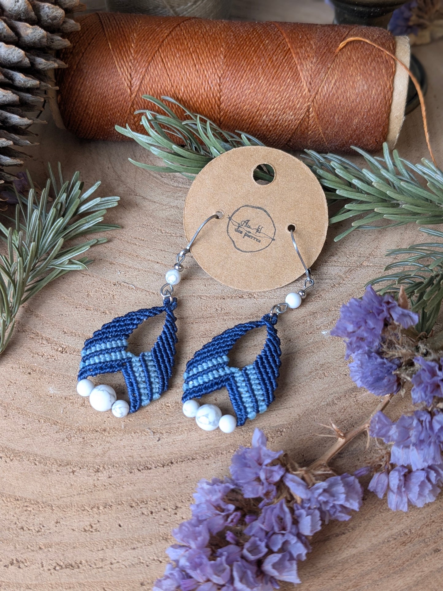 Boucles d'oreilles - Howlite - Bleu