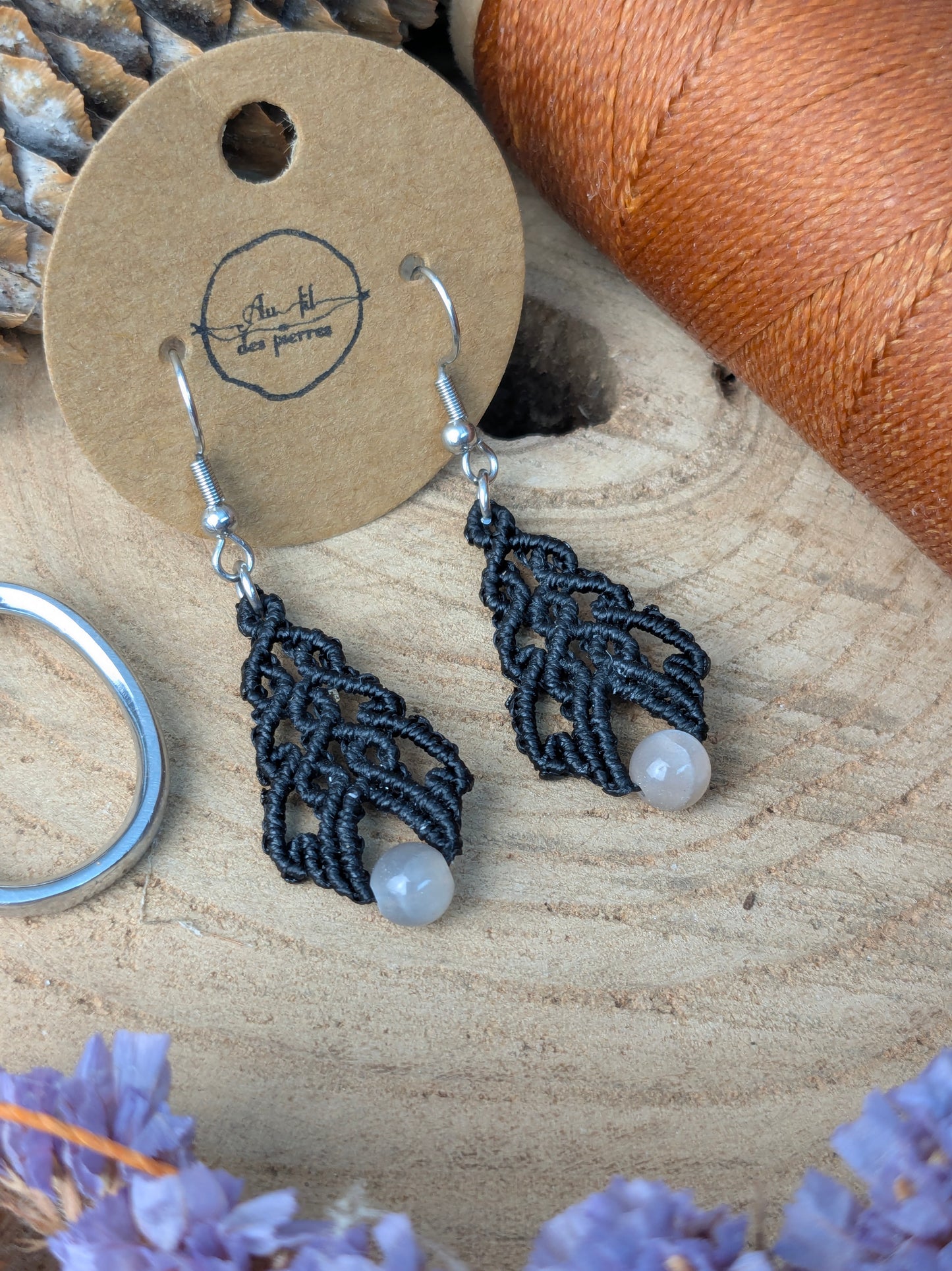 Earrings - Aventurine - Black