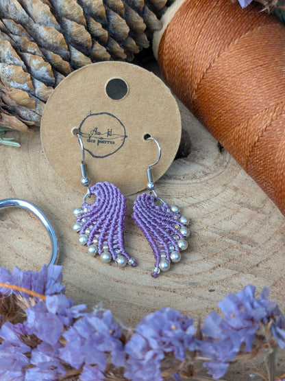 Boucles d'oreilles ailes d'ange - Violet