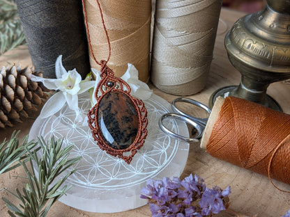 Collier " Camée" - Obsidienne Acajou - Marron