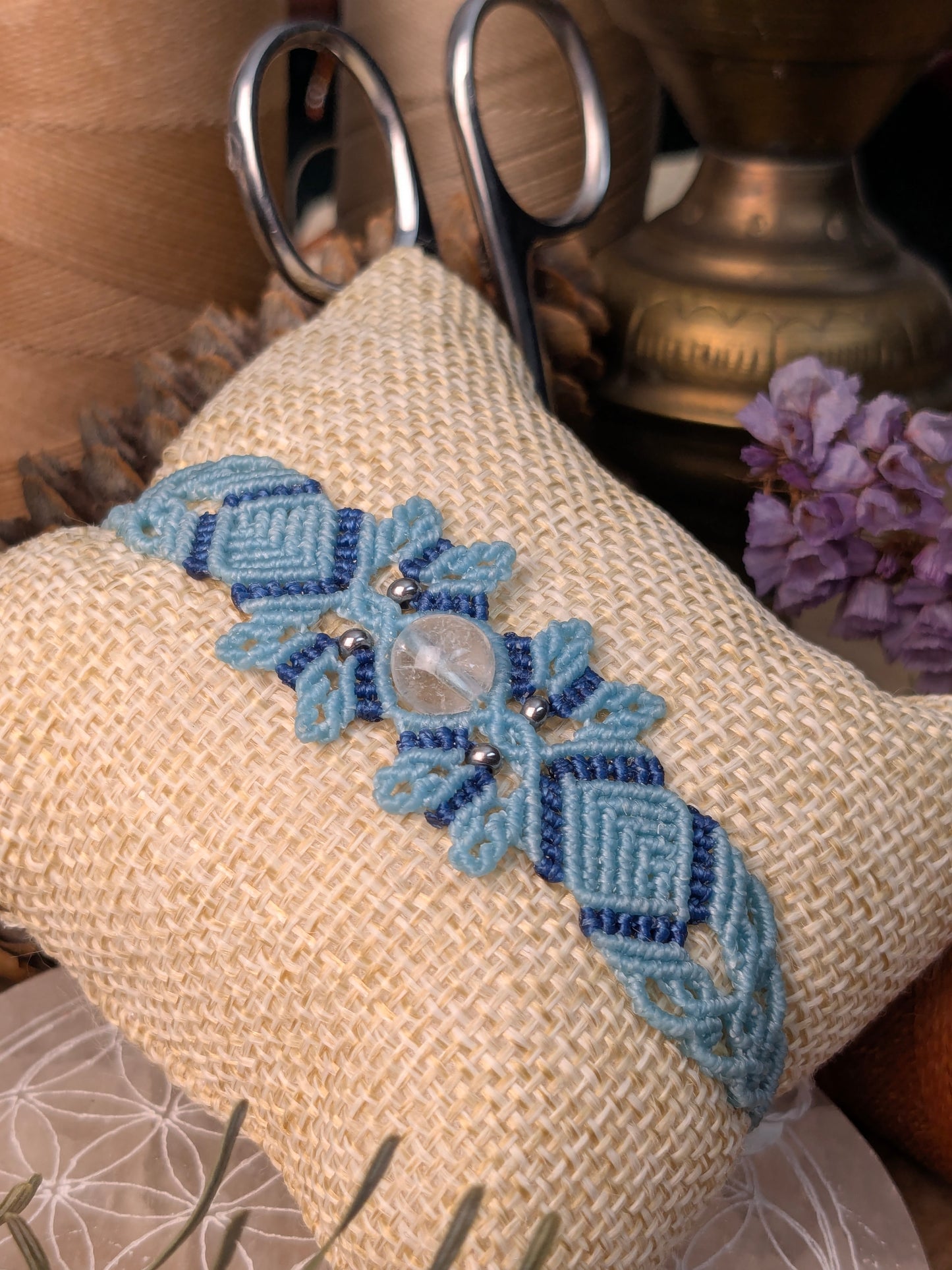 Bracelet printanier - Cristal de roche - bleu