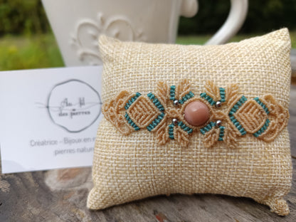 Bracelet printanier - Rhodonite - crème