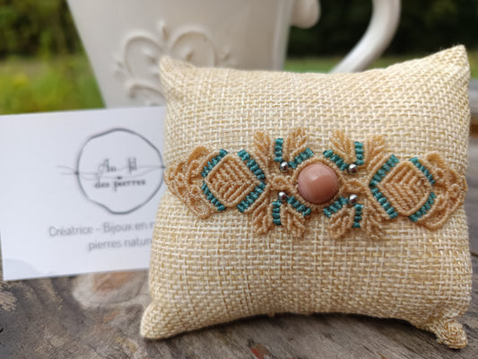 Bracelet printanier - Rhodonite - crème